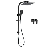 Shower Heads & Screens: WELS Matt Black 2in1 Shower Set 10" Square Rain Head Handheld Silde Rail Arm Twin Taps
