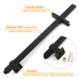 Shower Heads & Screens: WELS Matt Black 2in1 Shower Set 10" Square Rain Head Handheld Silde Rail Arm Twin Taps