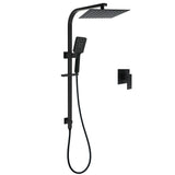 Shower Heads & Screens: WELS Matt Black 2in1 Shower Set 10" Square Rain Head Handheld Silde Rail Arm Mixer Valve