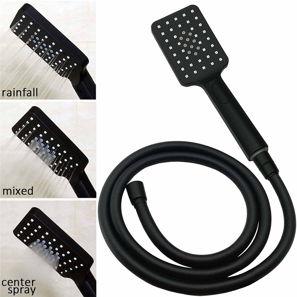 Shower Heads & Screens: 2in1 Shower Set Matt Black 12" Rainfall Head 3 Modes Handheld Silding Rail Combo