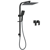 Shower Heads & Screens: Dual Shower Set Matt Black 12" Rainfall Head 3 Modes Handheld Silding Rail Combo Double Taps