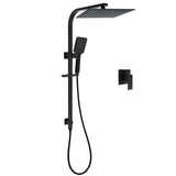 Shower Heads & Screens: Dual Shower Set Matt Black 12" Rainfall Head 3 Modes Handheld Silding Rail Combo Mixer