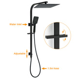 Shower Heads & Screens: Dual Shower Set Matt Black 12" Rainfall Head 3 Modes Handheld Silding Rail Combo Mixer
