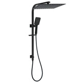 Shower Heads & Screens: WELS Twin Shower Set Matt Black Large 16" Rainfall Head 3 Modes Handheld Silding Rail Combo