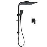 Shower Heads & Screens: WELS Matt Black Dual Shower Set Large 16" Rainfall Head 3 Modes Handheld Silding Rail Combo Mixer