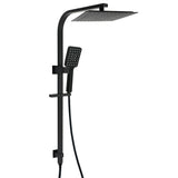 Shower Heads & Screens: Matt Black Square 2in1 Shower 10" Rain Head 3 Modes Handheld Silde Rail Arm Set