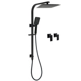 Shower Heads & Screens: Matt Black Square Twin Shower 10" Rain Head 3 Modes Handheld Silde Rail Arm Taps Set