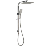 Shower Heads & Screens: Gun Metal Double Square Shower Head Set 10" Rain Handheld Sliding Rail Diverter