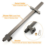 Shower Heads & Screens: Gun Metal Double Square Shower Head Set 10" Rain Handheld Sliding Rail Diverter