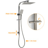 Shower Heads & Screens: WELS Gun Metal Double Square Shower Head Set 10" Rain Handheld Sliding Rail Diverter Wall Mixer