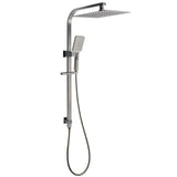Shower Heads & Screens: WELS Gun Metal Double Square Shower Head Set 12" Rain Handheld Sliding Rail 2 Way Switch