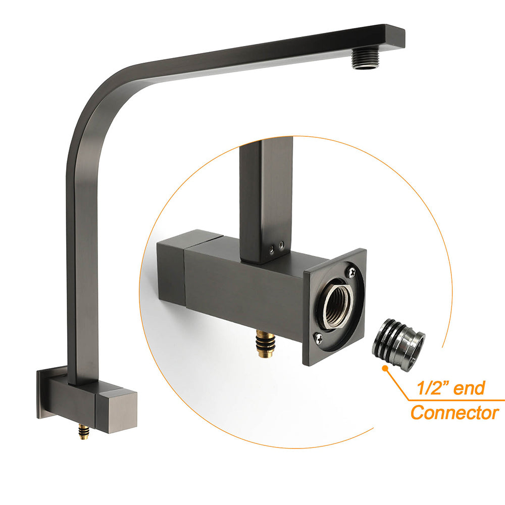 Shower Heads & Screens: WELS Gun Metal Twin Shower Head Square Set 12" Rain Handheld Sliding Rail Diverter Wall Mixer