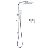Shower Heads & Screens: Chrome Twin Square Shower Set 8" Rain Shower Head 3 Function Handheld Rail Arm Taps