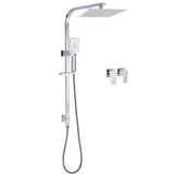 Shower Heads & Screens: WELS Chrome 8" Twin Square Shower Set Rain Head 3 Modes Handheld Sliding Rail + Taps