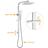 Shower Heads & Screens: WELS Chrome 8" Twin Square Shower Set Rain Head 3 Modes Handheld Sliding Rail + Taps