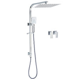 Shower Heads & Screens: Chrome Twin Square Shower Set 12" Rain Shower Head 3 Function Handheld Rail Arm Taps