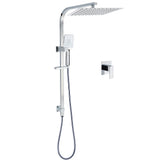 Shower Heads & Screens: Chrome Dual Square Shower Set 12" Rain Shower Head 3 Function Handheld Rail Arm Mixer