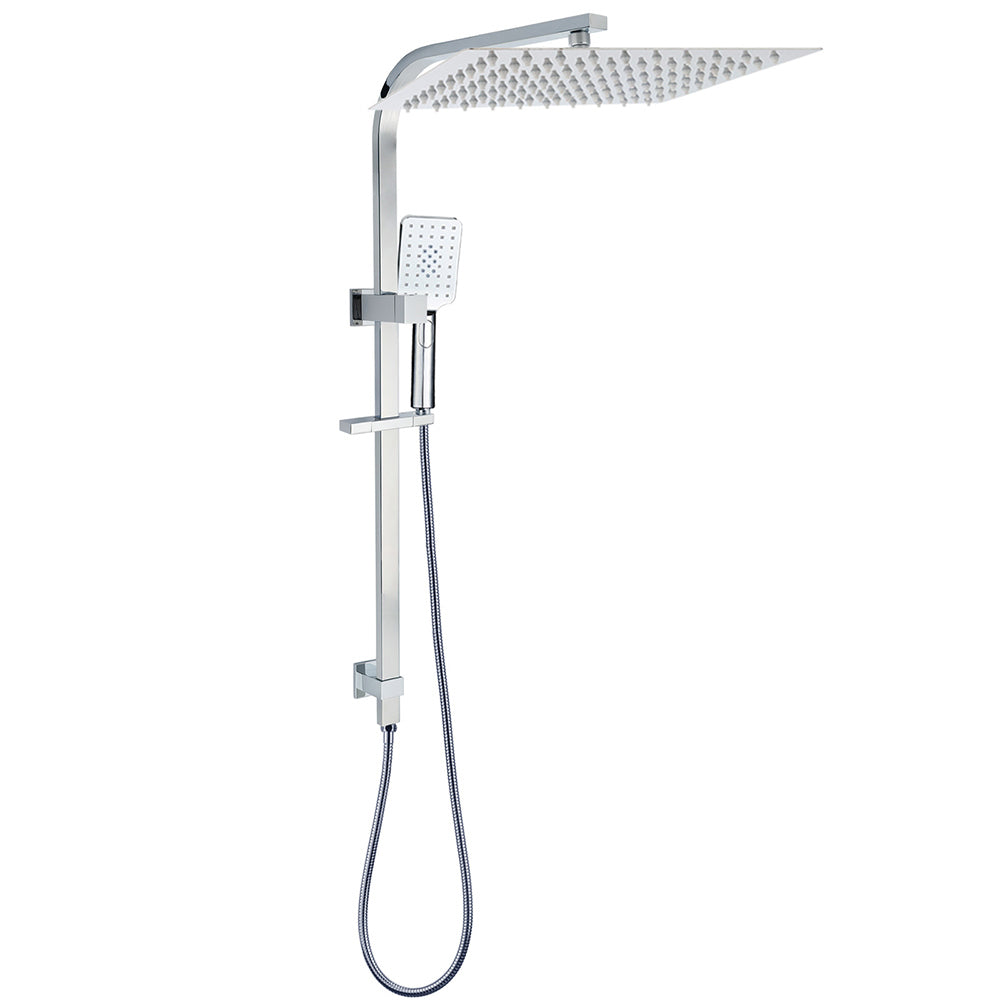 WELS Dual Square Shower Set Large 16" Rain Shower Head 3 Function Handheld Rail Arm