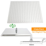 Shower Heads & Screens: WELS Twin Square Shower Set 16" Rain Shower Head 3 Function Handheld Rail Arm Taps