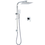 Shower Heads & Screens: WELS 2 in 1 Square Shower Head Set 10" Rain Handheld Sliding Rail Arm Wall Mixer