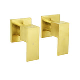 Shower Heads & Screens: Brushed Gold Square 1/4 Turn Twin Taps Brass For Shower Head Wall Mounted Spout