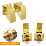 Shower Heads & Screens: Brushed Gold Square 1/4 Turn Twin Taps Brass For Shower Head Wall Mounted Spout