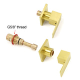 Shower Heads & Screens: Brushed Gold Square 1/4 Turn Twin Taps Brass For Shower Head Wall Mounted Spout