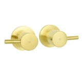 Shower Heads & Screens: Brushed Gold Brass 1/4 Turn Round Hot Cold Tap Wall Set For Shower Vanity Spout