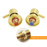Shower Heads & Screens: Brushed Gold Brass 1/4 Turn Round Hot Cold Tap Wall Set For Shower Vanity Spout