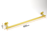 Shower Accessories: Brushed Gold Stainless Steel 750mm Long Towel Rack Rail Holder Round Hanger Bar