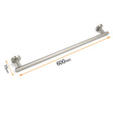 Shower Accessories: Brushed Nickel 600mm Single Towel Rack Rail Holder Round Hanger Bar Wall Mounted