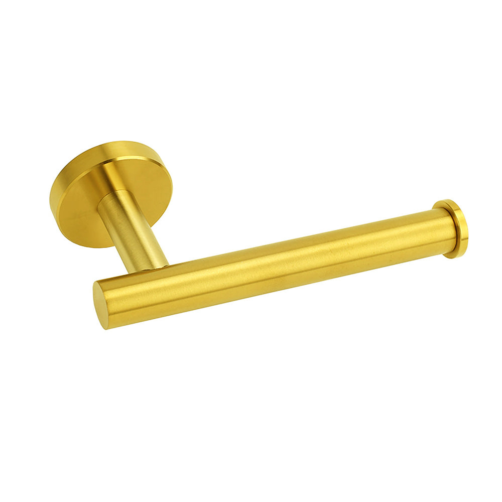 Shower Accessories: Brushed Gold Round Stainless Steel Toilet Paper Roll Tissue Holder Wall Mounted