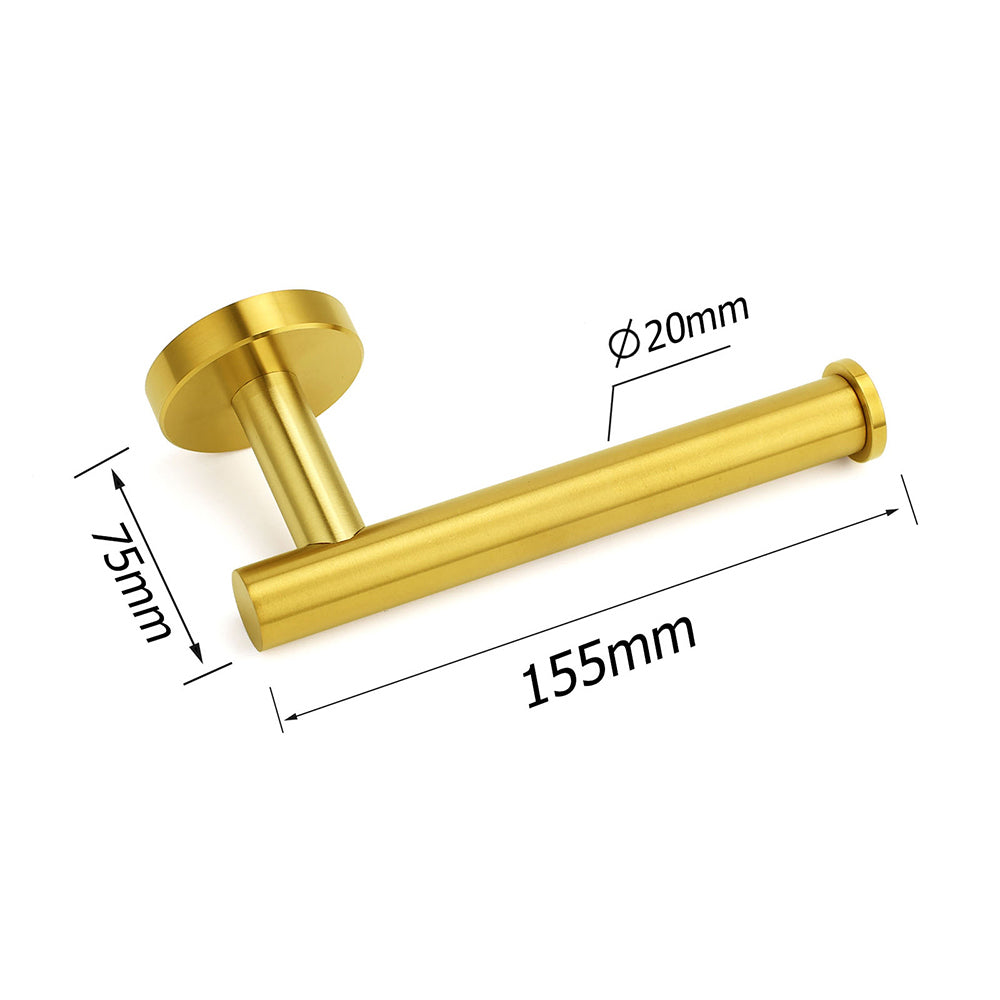 Shower Accessories: Brushed Gold Round Stainless Steel Toilet Paper Roll Tissue Holder Wall Mounted
