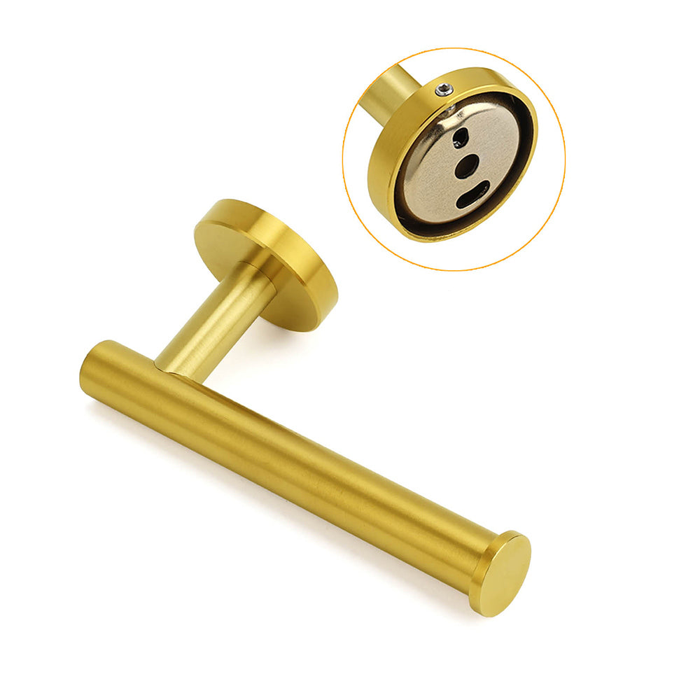 Shower Accessories: Brushed Gold Round Stainless Steel Toilet Paper Roll Tissue Holder Wall Mounted