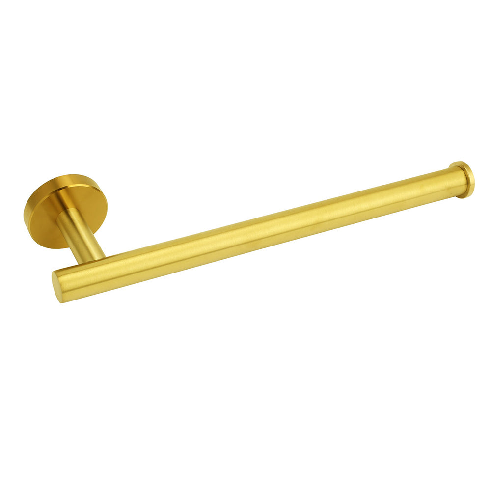 Shower Accessories: Bathroom Brushed Gold Round Towel Rack Holder Hook Clothes Hanger Wall Mounted