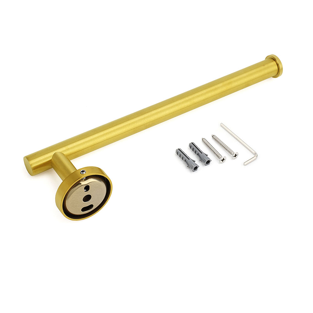 Shower Accessories: Bathroom Brushed Gold Round Towel Rack Holder Hook Clothes Hanger Wall Mounted