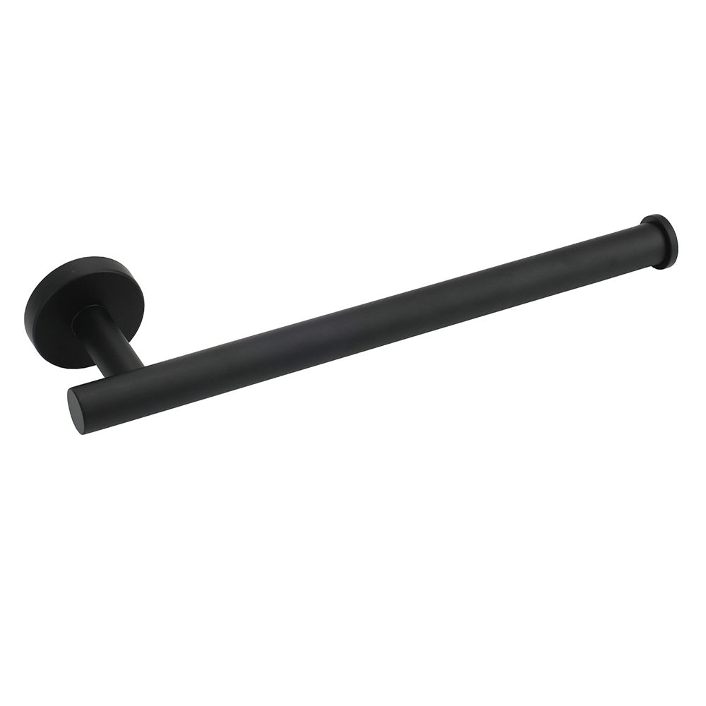 Bathroom Matt Black Round Towel Rack Holder Hook Clothes