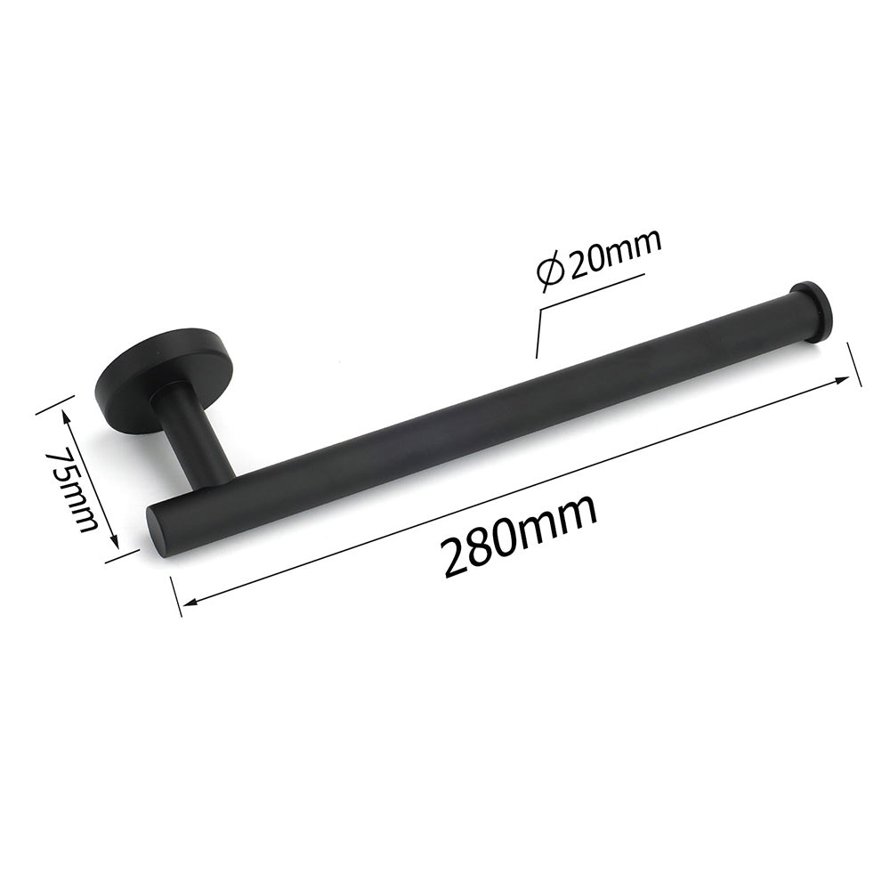 Bathroom Matt Black Round Towel Rack Holder Hook Clothes