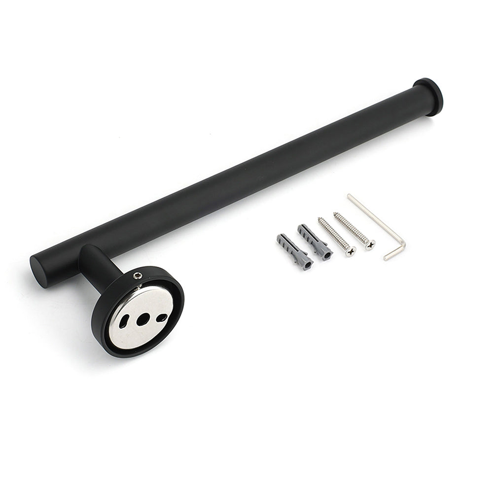 Bathroom Matt Black Round Towel Rack Holder Hook Clothes