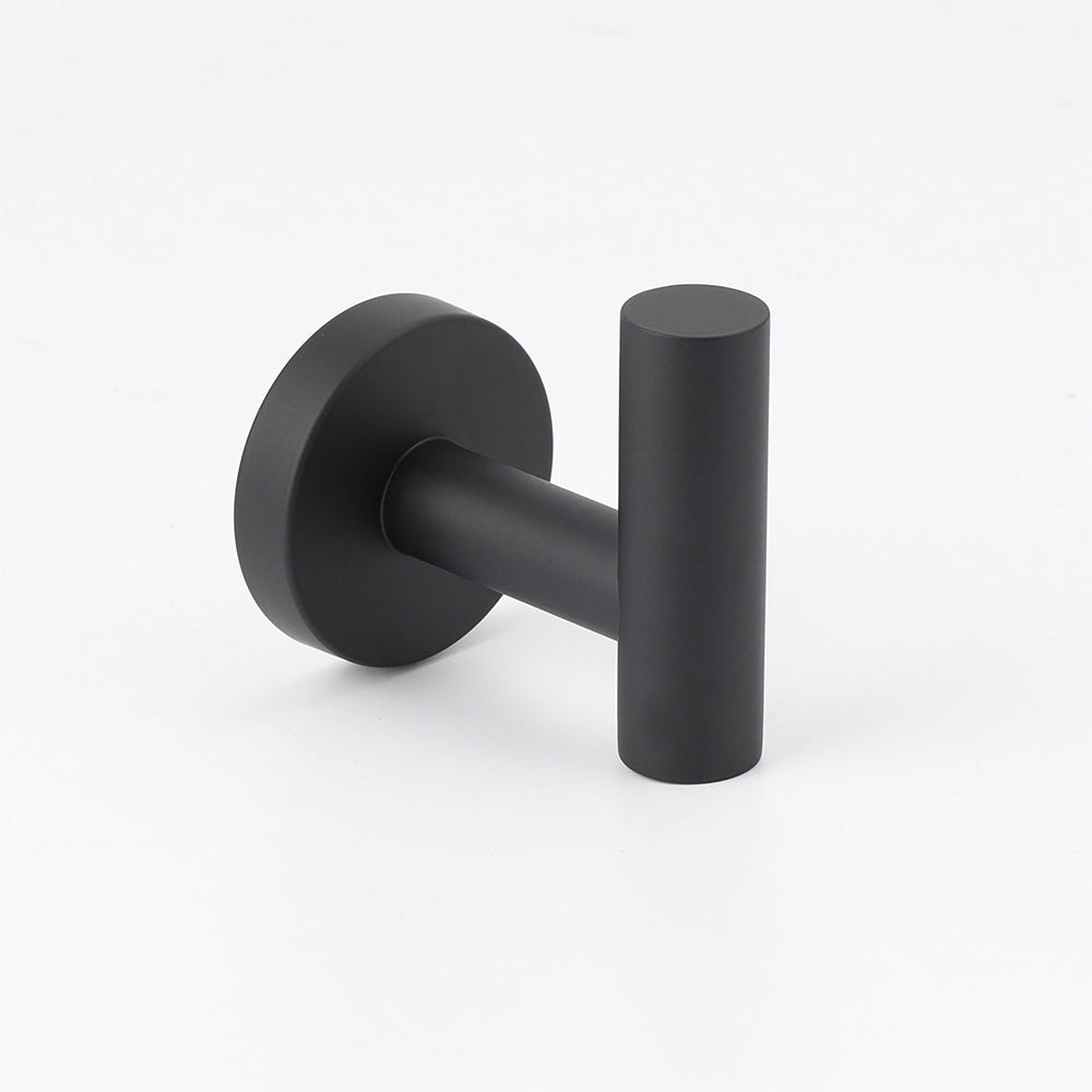 Shower Accessories: Matt Black Robe Hook Hanger Organizer Bathroom Wall Mounted Kit Stainless Steel