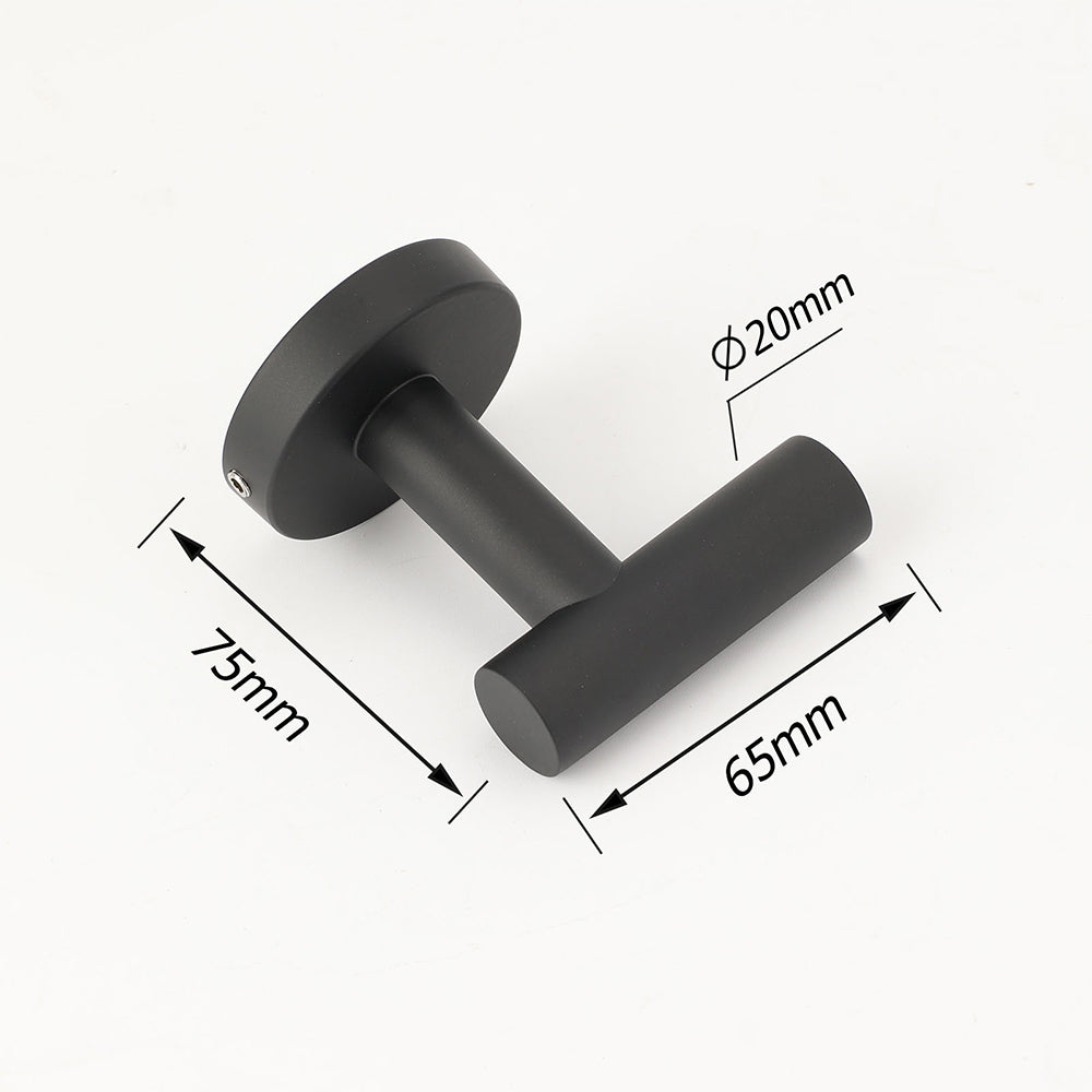 Shower Accessories: Matt Black Robe Hook Hanger Organizer Bathroom Wall Mounted Kit Stainless Steel