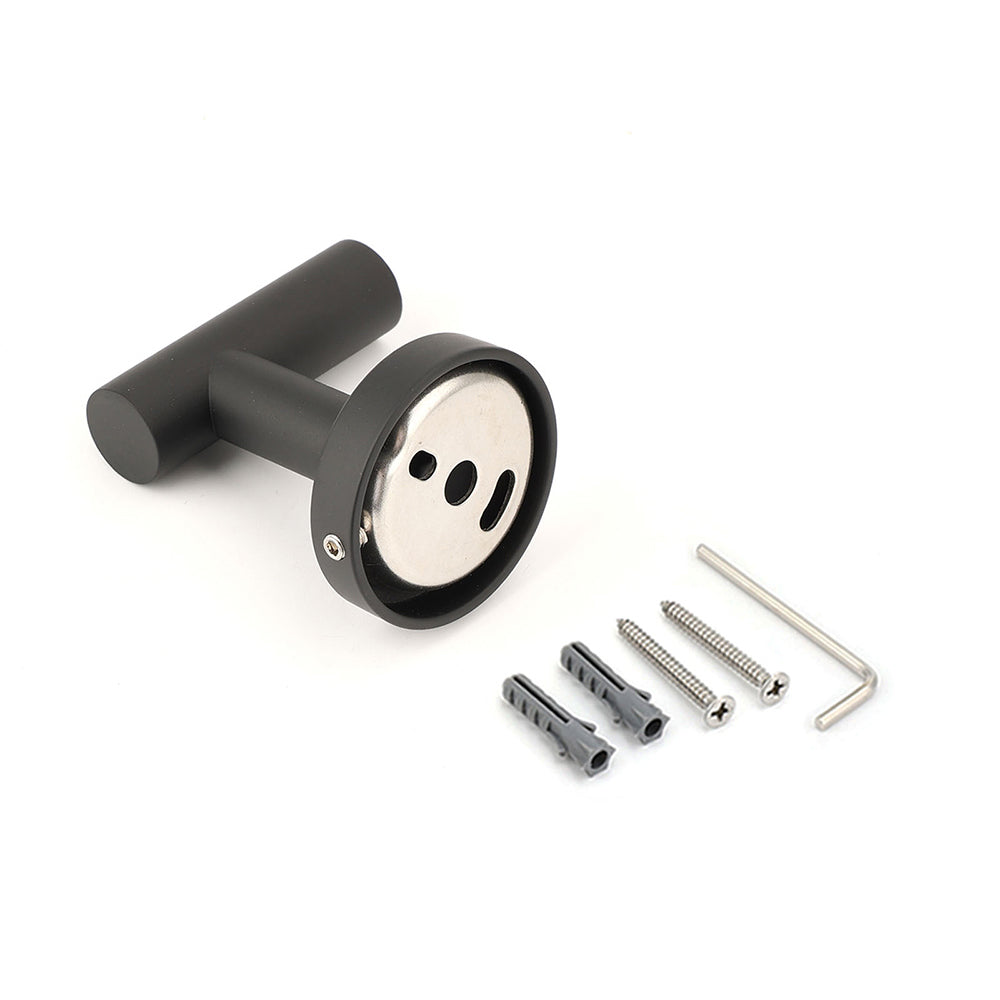 Shower Accessories: Matt Black Robe Hook Hanger Organizer Bathroom Wall Mounted Kit Stainless Steel