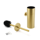 Shower Accessories: Bathroom Brushed Gold Stainless Steel Round Toilet Brush Wall Mounted Holder Cup
