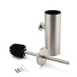 Shower Accessories: Brushed Nickel Silver Round Toilet Brush Stainless Steel Wall Mounted Holder Cup
