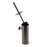 Shower Accessories: Bathroom Accessory Gun Metal Round Toilet Brush & Stainless Steel Holder Cup Kit