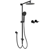 Shower Heads & Screens: WELS Matt Black 2in1 Shower 8" Round Head Set Sliding Rail 3 Mode Handheld + Twin Taps