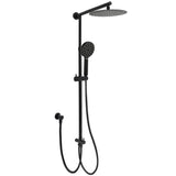 Shower Heads & Screens: Matt Black Dual Round Shower Set 10" Rain Head 3 Mode Handheld Sliding Rail Arm Diverter