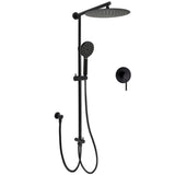 Shower Heads & Screens: WELS Matt Black Twin Round 12" Shower Head Set Handheld Flexible Rail Wall Arm Mixer