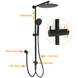 Shower Heads & Screens: WELS Matt Black Twin Round 12" Shower Head Set Handheld Flexible Rail Wall Arm Mixer