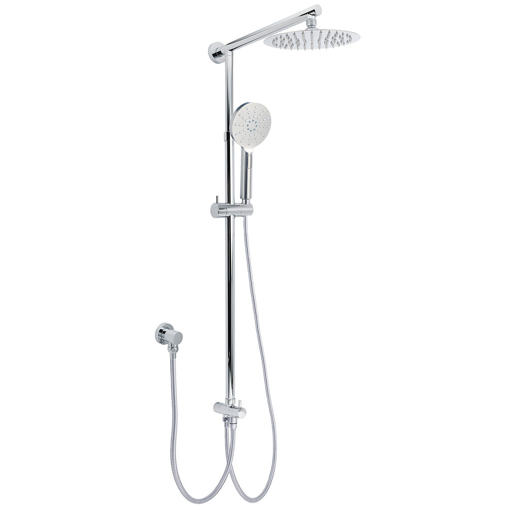 Shower Heads & Screens: WELS Chrome Round 8" Stainless Steel Rain Head Handheld Sliding Rail Arm 2in1 Shower Set
